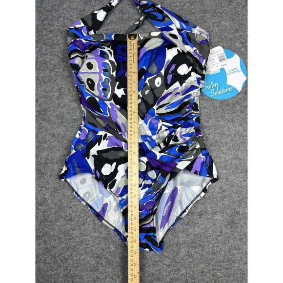 Swim Solutions One Piece Swimsuit Multicolor Tummy Control Womens 14 NWT - Picture 8 of 10